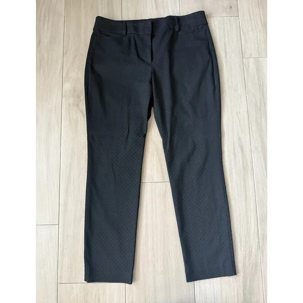 Loft Black Textured Polka Dot Ankle Pants Size 10 - Picture 2 of 10
